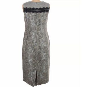 Tory Burch Grey Luxury Jacquard Sleeveless Jane Dress Size 6